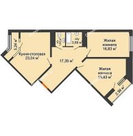 2 комнатная квартира 84,7 м², ЖК Сердце - планировка