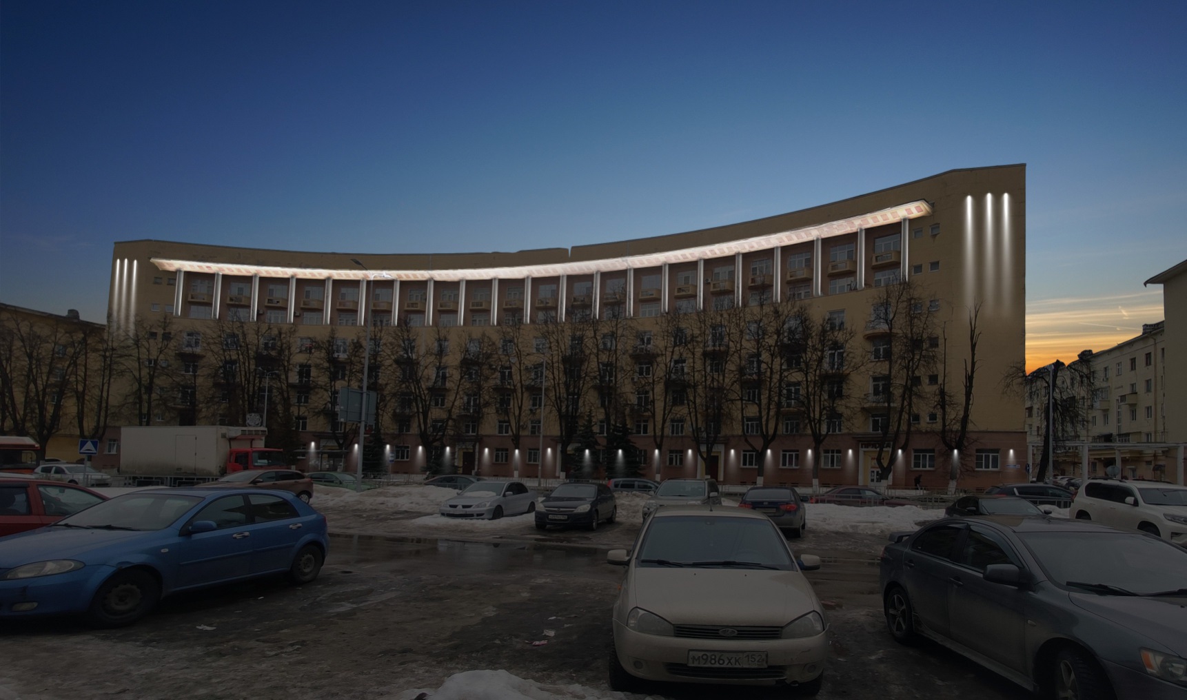 Радиусный дом в Нижнем Новгороде оснастят художественной подсветкой за 9 млн рублей - фото 1