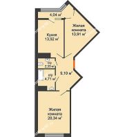 2 комнатная квартира 66,3 м² в ЖК Сердце, дом 1 - планировка