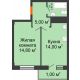 1 комнатная квартира 38,6 м², ЖК Клубный дом на Мечникова - планировка
