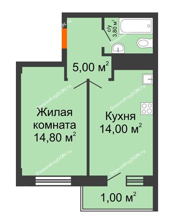 1 комнатная квартира 38,6 м² - ЖК Клубный дом на Мечникова