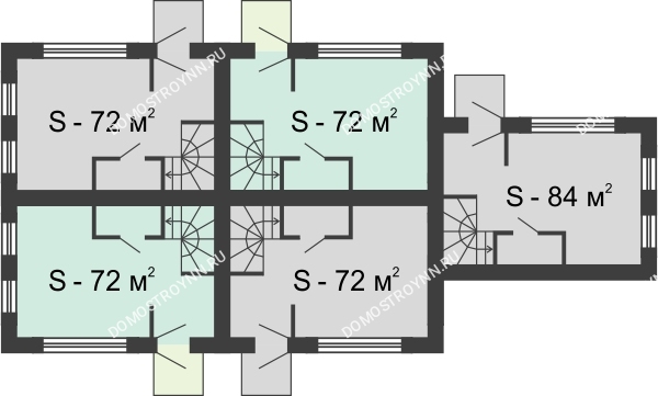 Планировка 1 этажа в доме № 425 (72 м2) в КП Аладдин