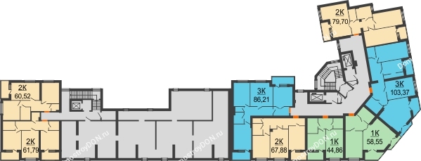Планировка 6 этажа в доме № 3 в ЖК Измаильский парк