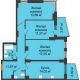 3 комнатная квартира 76,3 м² в ЖК Город у реки, дом Литер 7 - планировка
