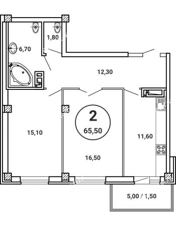2 комнатная квартира 65,5 м² в ЖК Лебедь, дом № 50