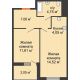 2 комнатная квартира 44,06 м² в ЖК Оникс, дом Литер 4 - планировка