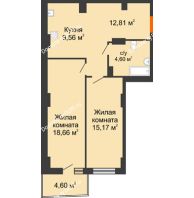 2 комнатная квартира 61,94 м² в ЖК Сердце Ростова 2, дом Литер 8 - планировка