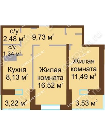 2 комнатная квартира 53,06 м² - ЖД Каскад на Даргомыжского
