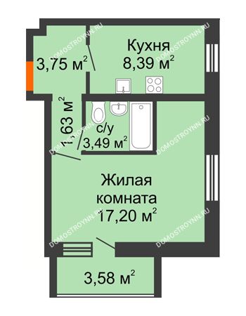 1 комнатная квартира 36,25 м² в ЖК АВИА, дом № 2