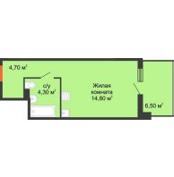 Студия 30,3 м² в ЖК Квартет, дом Литер 4 - планировка