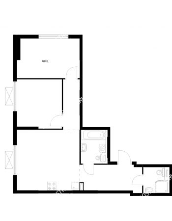 2 комнатная квартира 60,6 м² в ЖК Савин парк, дом корпус 8