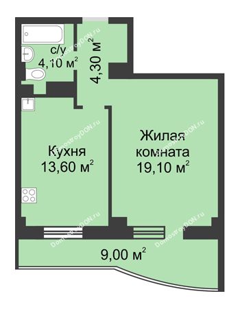 1 комнатная квартира 50,02 м² - ЖК Крепостной вал