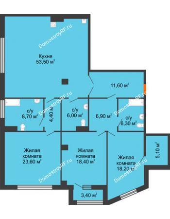 3 комнатная квартира 165,3 м² - ЖК ROLE CLEF