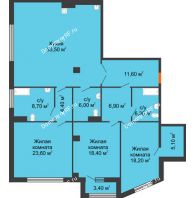 3 комнатная квартира 165,3 м², ЖК ROLE CLEF - планировка