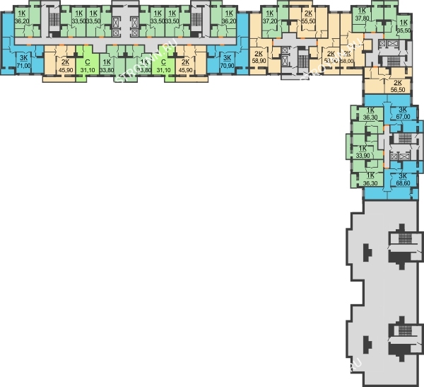 Планировка 21 этажа в доме № 1, корпус 1 в ЖК Жюль Верн