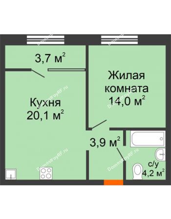 1 комнатная квартира 46,05 м² в ЖК Андерсен парк, дом ГП-5