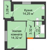 1 комнатная квартира 37,12 м² в Жилой район Берендей, дом № 14 - планировка
