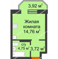 Студия 24,41 м² в ЖК Светлоград, дом Литер 15 - планировка