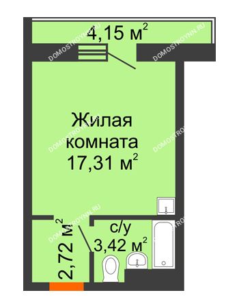 Студия 25,53 м² - ЖД по ул. Сухопутная