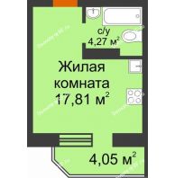 Студия 24,11 м² в ЖК Светлоград, дом Литер 15 - планировка