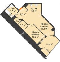 2 комнатная квартира 81,9 м², ЖК DEVELOPMENT PLAZA - планировка