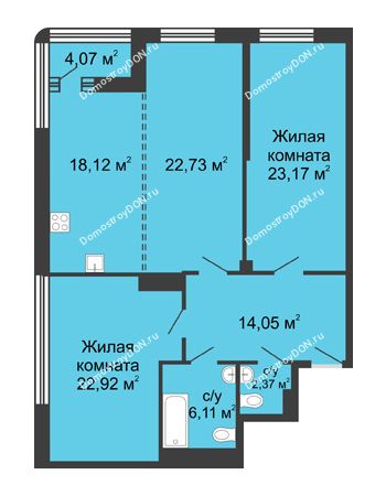 3 комнатная квартира 111,5 м² - ЖК Бристоль