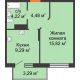 1 комнатная квартира 35,46 м² в ЖК Светлоград, дом Литер 22 - планировка