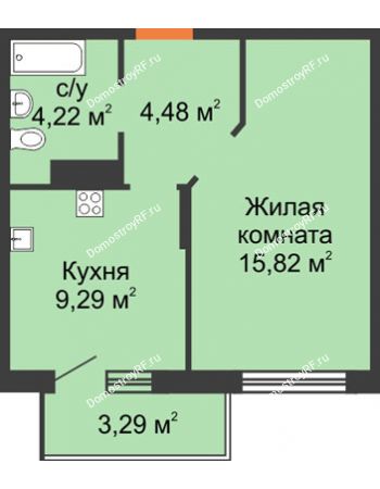 1 комнатная квартира 35,46 м² в ЖК Светлоград, дом Литер 22