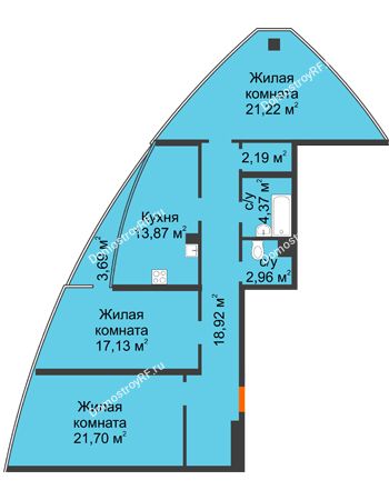 3 комнатная квартира 104,21 м² - ЖК Atlantis (Атлантис)