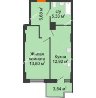 1 комнатная квартира 39,56 м² в ЖК Город у реки, дом Литер 8 - планировка