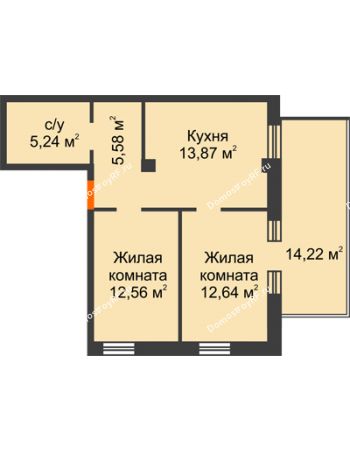 2 комнатная квартира 54,18 м² - КД Smolenskaya 18 (Смоленская 18)