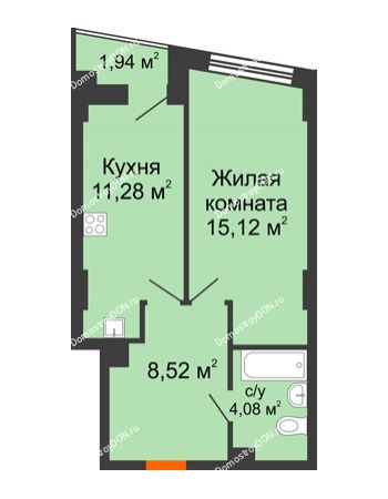 1 комнатная квартира 39,46 м² в ЖК Рубин, дом Литер 3
