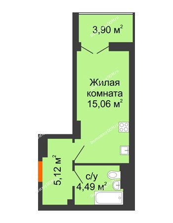 Студия 26,62 м² в ЖК Аврора, дом № 3