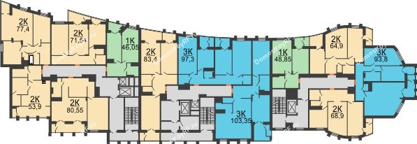 ЖК 230 футов - планировка 9 этажа