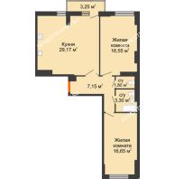 2 комнатная квартира 76,25 м², ЖК Орбита - планировка