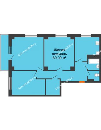 3 комнатная квартира 96,82 м² в ЖК Сокол Градъ, дом Литер 1 (8)