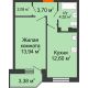1 комнатная квартира 37,85 м² в ЖК Свобода, дом №2 - планировка