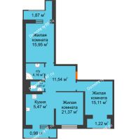 3 комнатная квартира 82 м² в ЖК Стрижи, дом Литер 3 - планировка