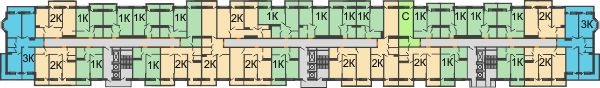 Планировка 17 этажа в доме Литер 3 в Фруктовый квартал Абрикосово