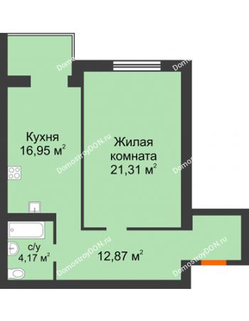 1 комнатная квартира 55,3 м² - ЖК Зеленый квартал 2