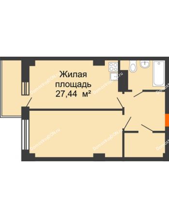 2 комнатная квартира 47,43 м² в ЖК Сокол Градъ, дом Литер 1 (8)