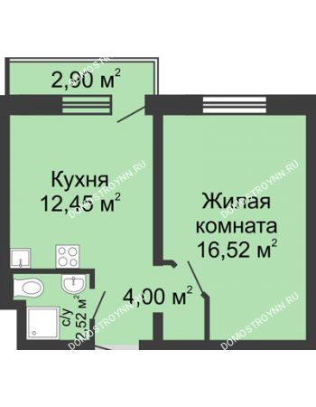 1 комнатная квартира 36,36 м² в ЖК Мончегория, дом № 3