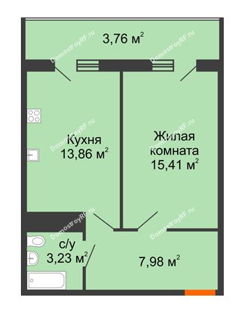 1 комнатная квартира 44,24 м² в ЖК Фамилия, дом Литер 1