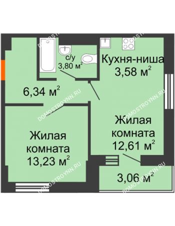 1 комнатная квартира 41,6 м² - ЖК Олимпийский