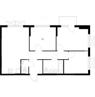 3 комнатная квартира 69 м² в ЖК Савин парк, дом корпус 8 - планировка
