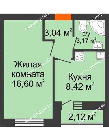 1 комнатная квартира 33,6 м² - ЖК Янтарный