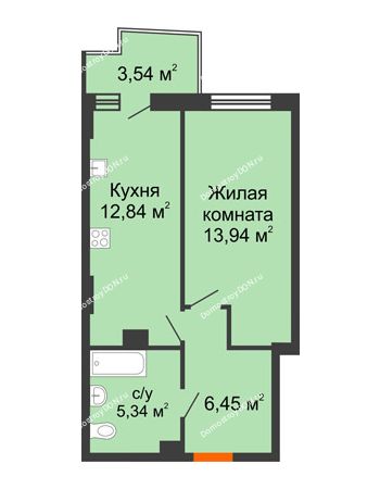1 комнатная квартира 39,42 м² в ЖК Сердце Ростова 2, дом Литер 8