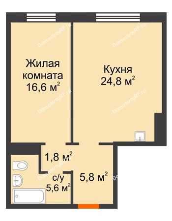 2 комнатная квартира 54,6 м² в ЖК Мичурино, дом № 3.2