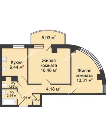 2 комнатная квартира 60 м² в ЖК Университетский 137, дом Секция С2