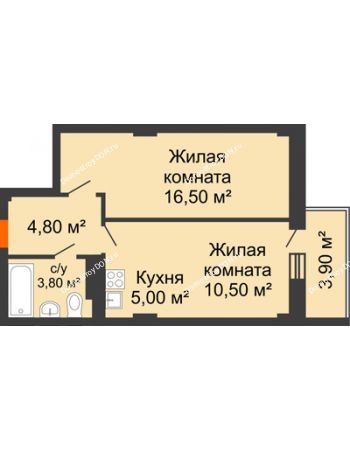 2 комнатная квартира 41,73 м² в ЖК Сокол Градъ, дом Литер 3 (6)